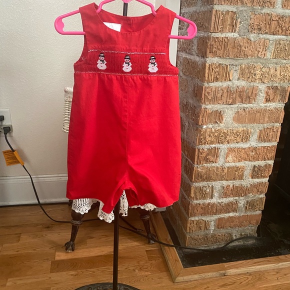 Smocked Infant Boys Christmas Jon Jon size 12 months - Picture 11 of 15